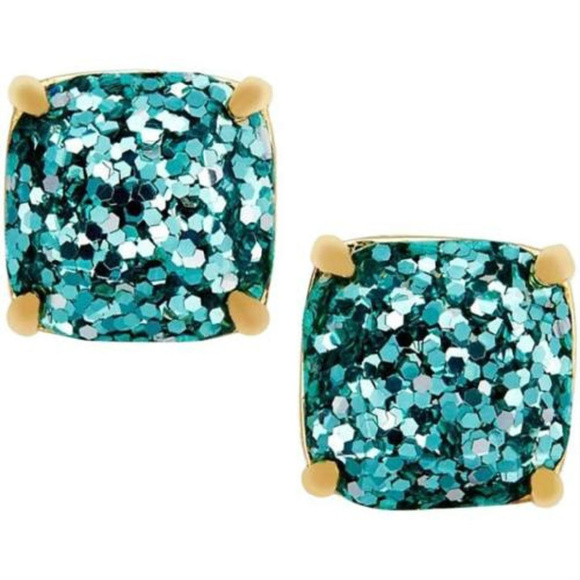 KATE SPADE Turquoise Glitter Square Stud Earrings